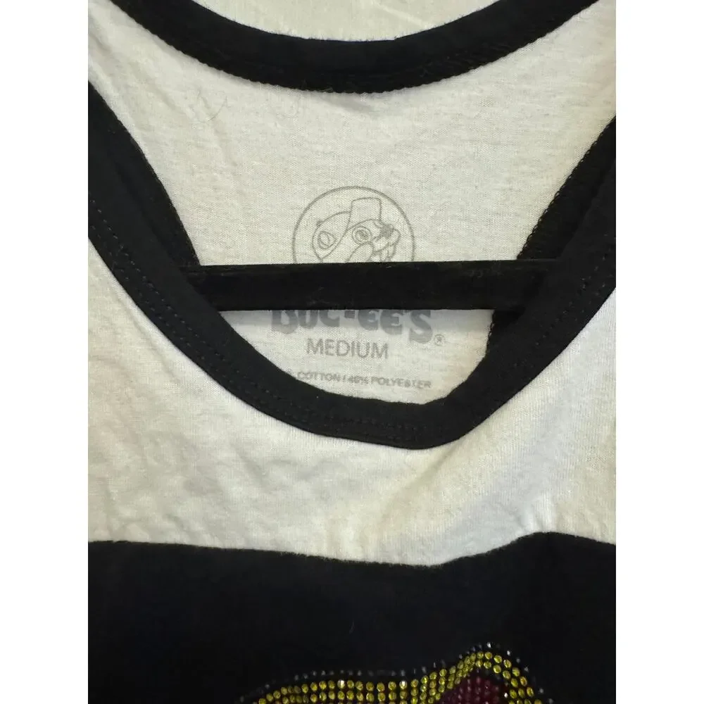 Buc-ee's Bedazzled Logo Tank Top Women's Size Medium Two-Tone Y2K Style - Picture 3 of 4